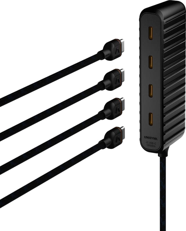 Unisynk USB-C til 4X USB-C mini hub (sort)