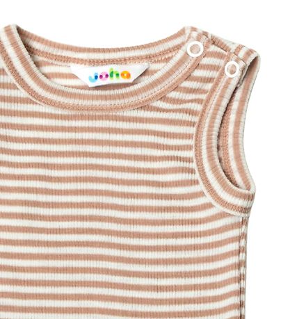 Joha Body ohne Ärmel - Wolle/Seide - Rib - Braun/Weiß
