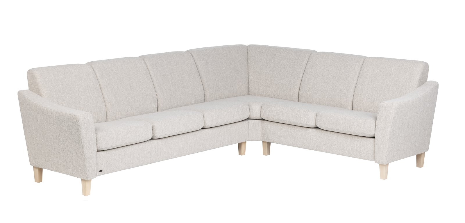Medly 32 hjørnesofa Tekstil Alfa Natural med vange A og hvitpigmentert eik ben 376.