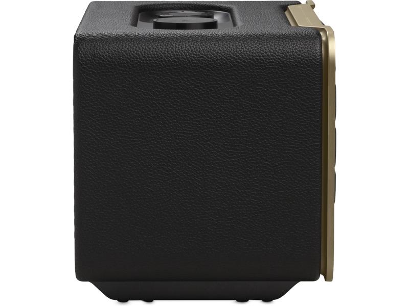 JBL Bluetooth Speaker Authentics 200 Schwarz Smart-Home-Lautsprecher mit WLAN, Bluetooth und Sprachassistent im Retro-Design