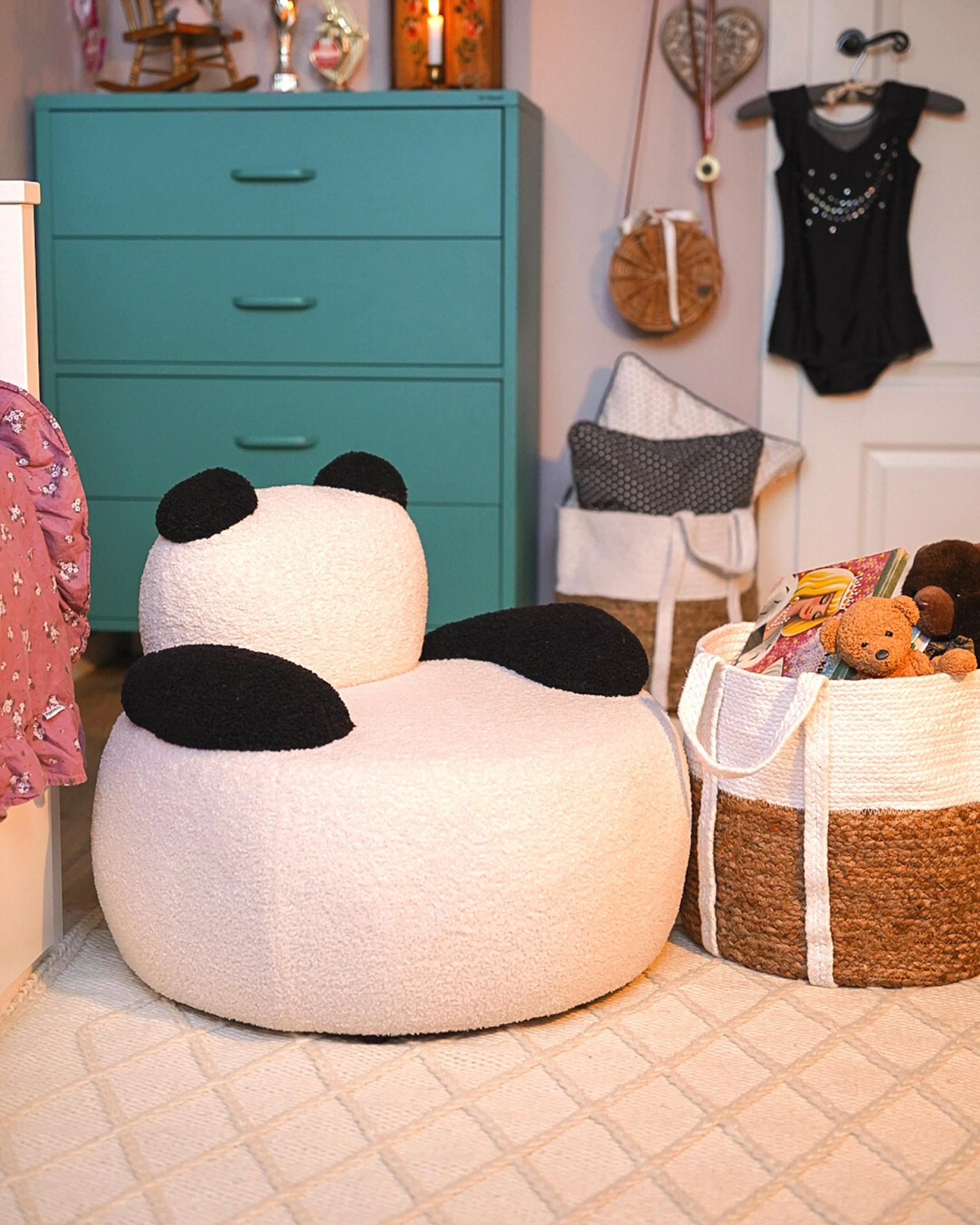 Kinderfauteuil Panda VIBY Bouclé Wit
