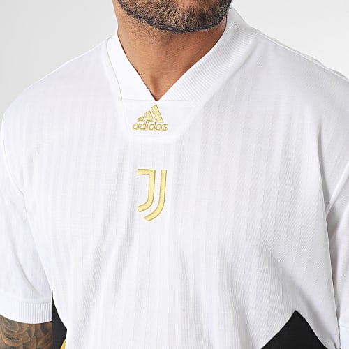 Maillot De Foot Col V Juventus Icon HS9807 Blanc Doré