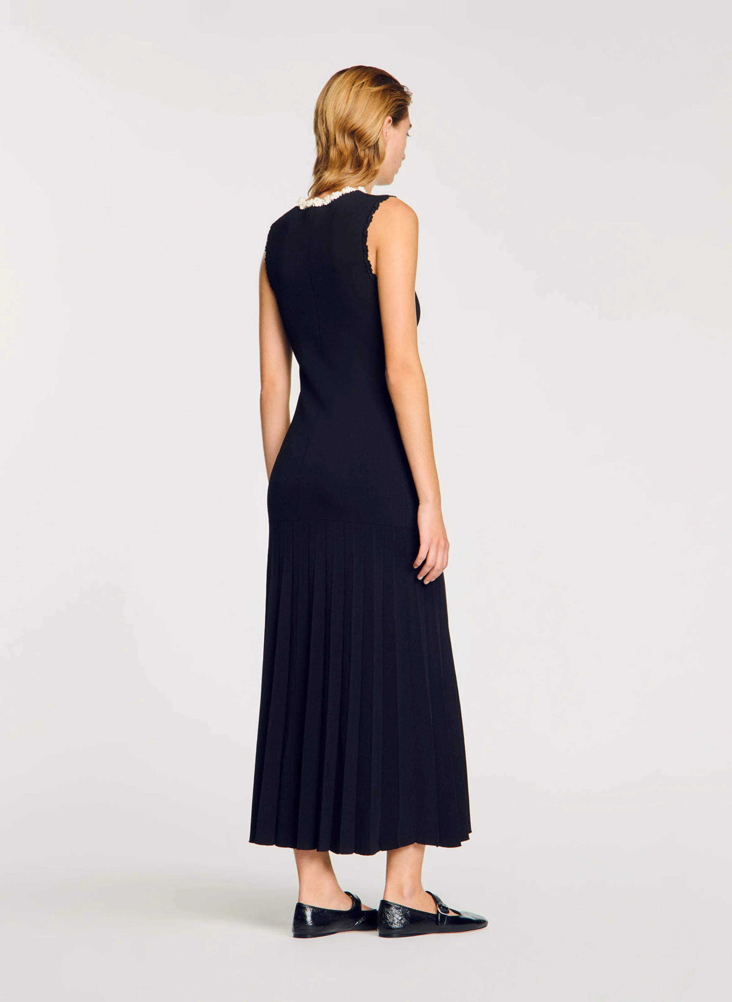 Robe longue à détails crochetés | Noir