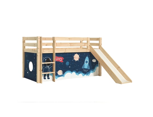 VIPACK - Lit mi-hauteur 90x200 toboggan sommier inclus housse space p...