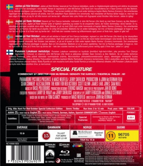 Jagten På Røde Oktober - Special Edition - Blu-Ray