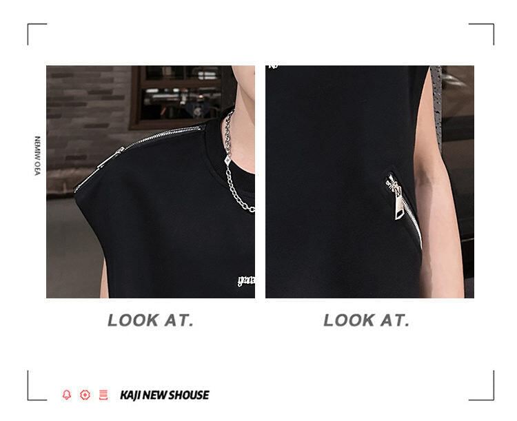 Freehop - Tanktop met ronde hals en ritsdetail