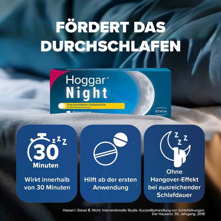 Hoggar Night 25 mg Doxylamin Schlaf-Schmelztabletten, 10 St