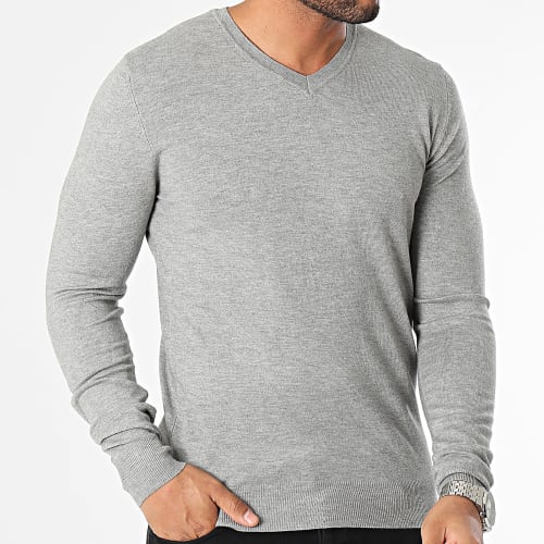 Pull Col V S2005 Gris Chiné