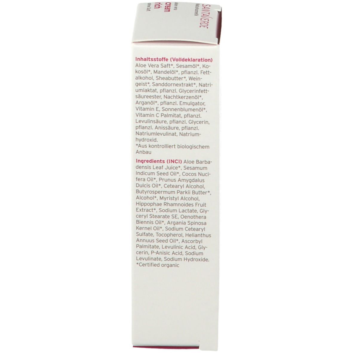 SANTAVERDE Aloe Vera Creme Rich ohne Duft