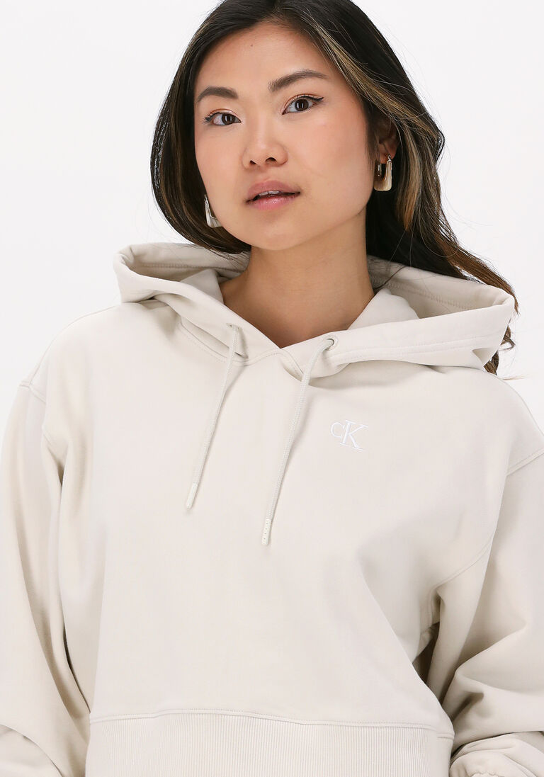 CALVIN KLEIN gebroken wit calvin klein sweater two tone monogram hoodie