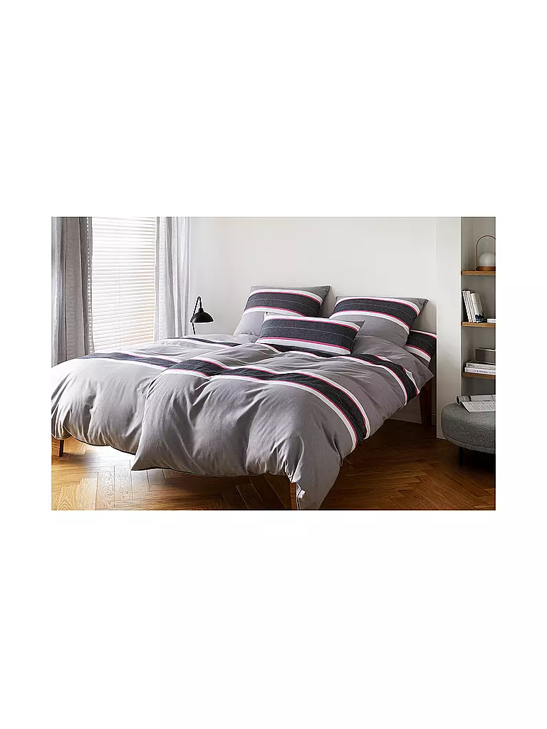 ELEGANTE Flanell Bettwäsche WHITMAN 70x90cm/140x200cm Grau grau