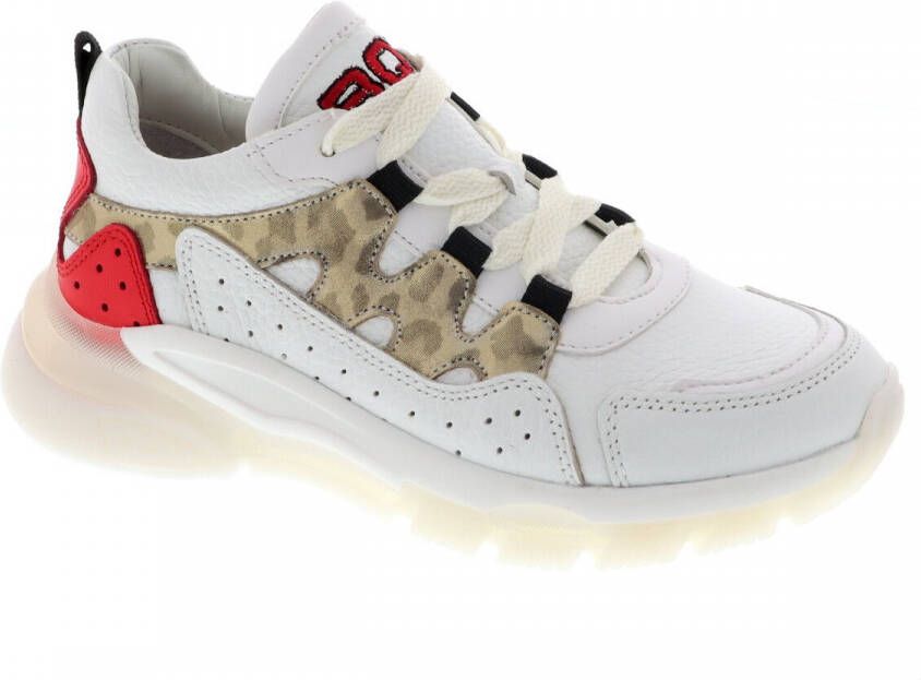 Braqeez 421270-500 Meisjes Lage Sneakers Wit Print Leer Veters