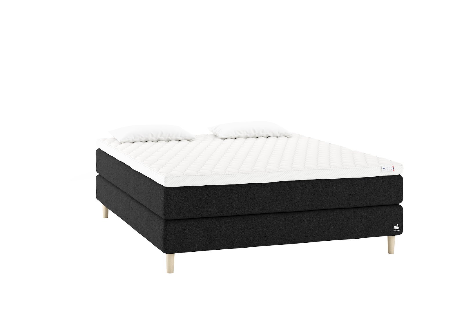 Zeta kontinentalseng Tekstil Dream Graphite, Earth Elastec® overmadrass og Cone Leg 14cm oak