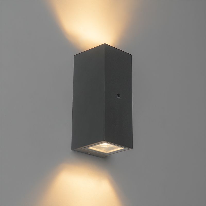 Wandlamp grijs 2-lichts IP44 met schemersensor - Baleno