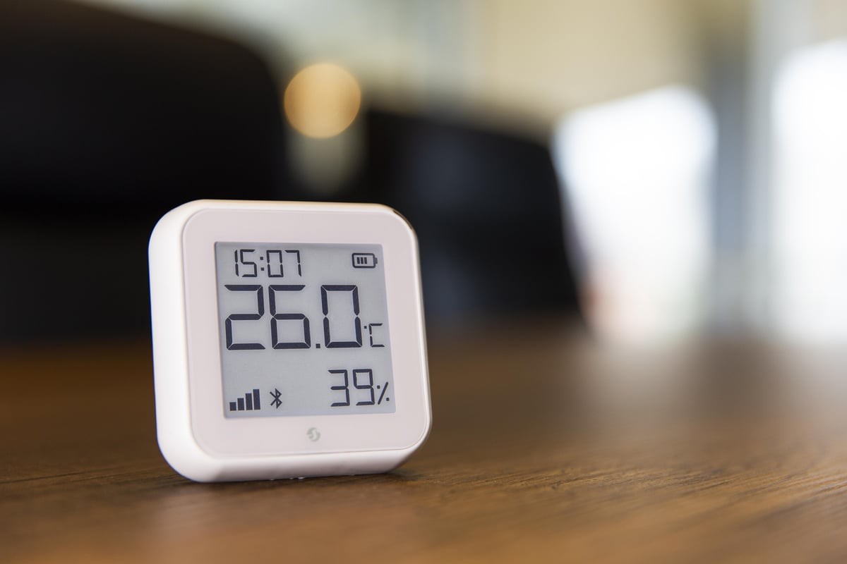 Shelly Plus HT Gen3 Smart Temperatur- og Fugtighedssensor, Wi-Fi, Hvid