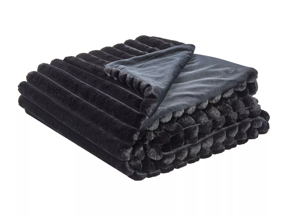 Couvre-lits RAKYA Fourrure synthétique 150 x 200 cm Noir