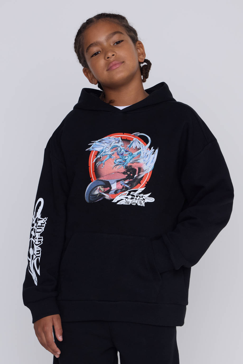 Coolcat hoodie Yu-Gi-Oh license met printopdruk zwart