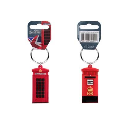 Reversible Red Phone Box Red Post Box keyring