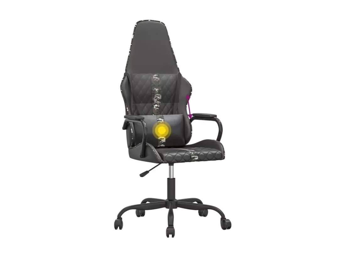 Chaise de jeu de massage camouflage et noir similicuir