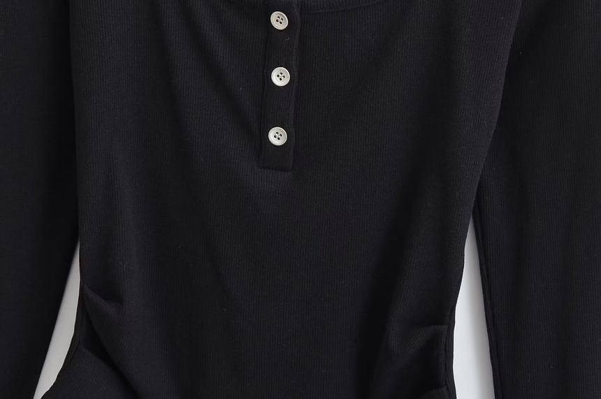 Morhan - T-shirt met lange mouwen en mockneck en effen uitsparing