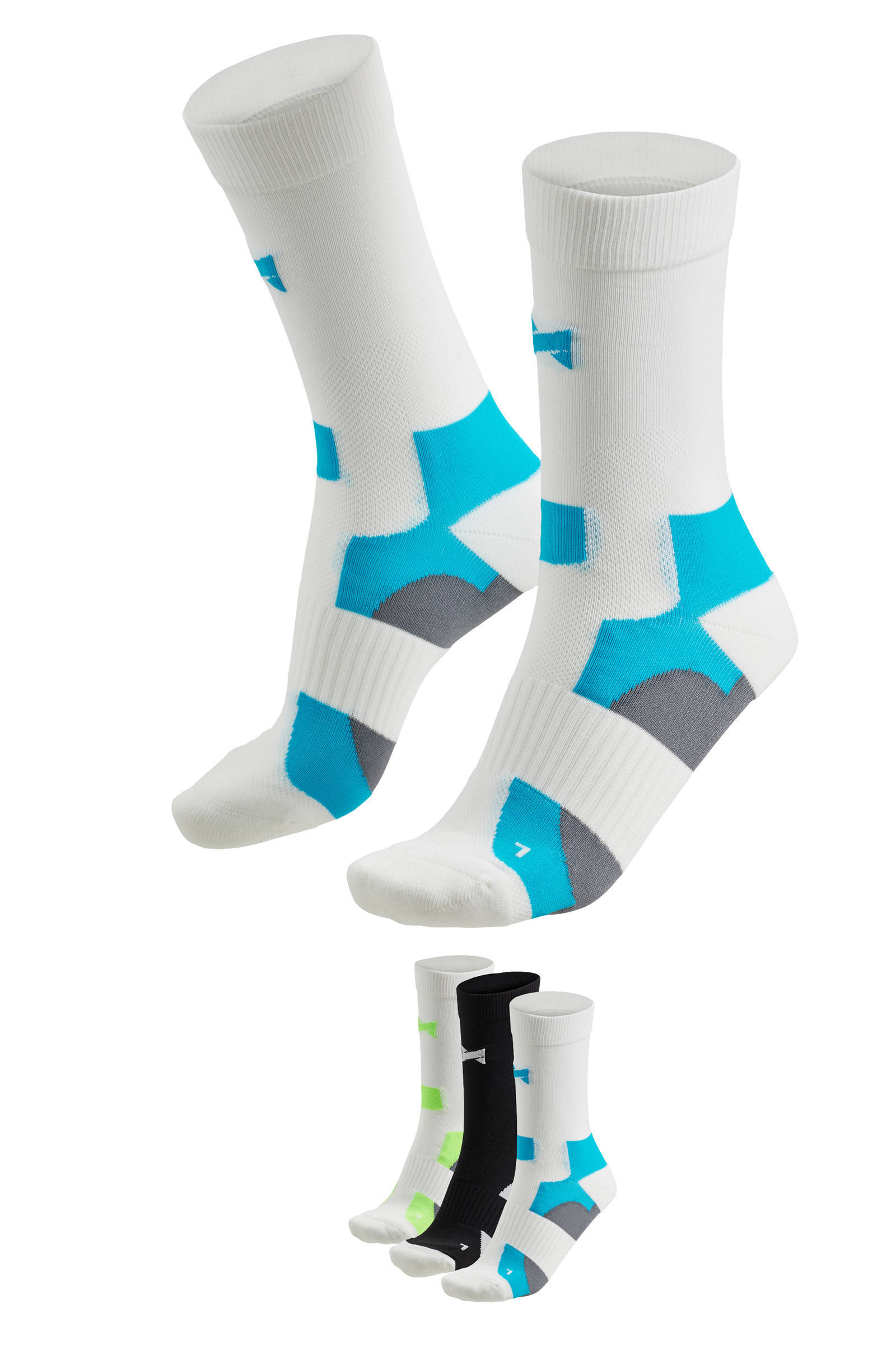 Xtreme fietssokken - set van 3 wit/zwart/multi