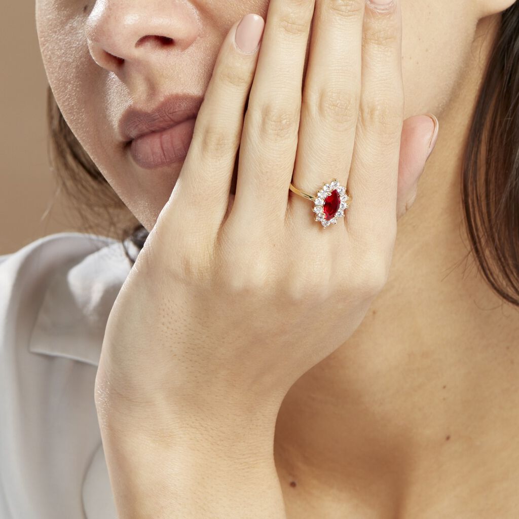 Bague Lisea Plaqué Or Jaune Verre Et Oxyde De Zirconium