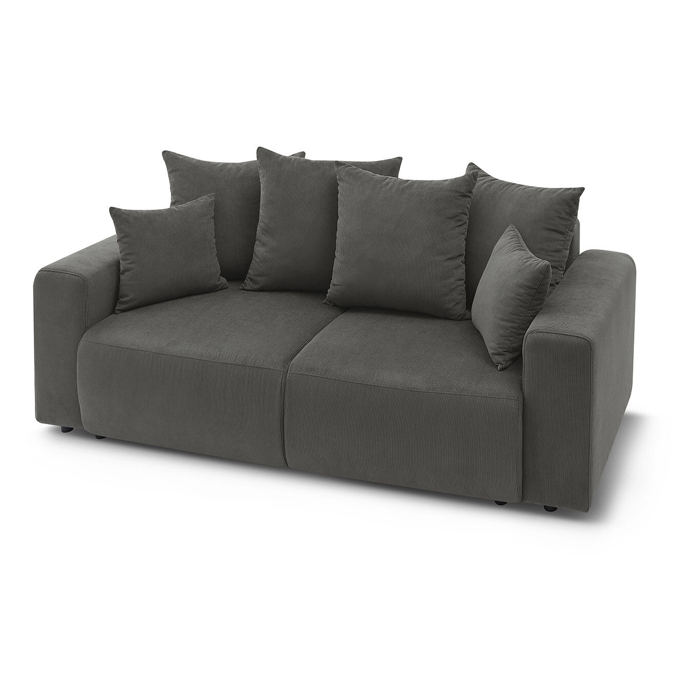 Bobochic Canapé droit fixe 2 places envy velours côtelé gris foncé - 210x100x95 cm