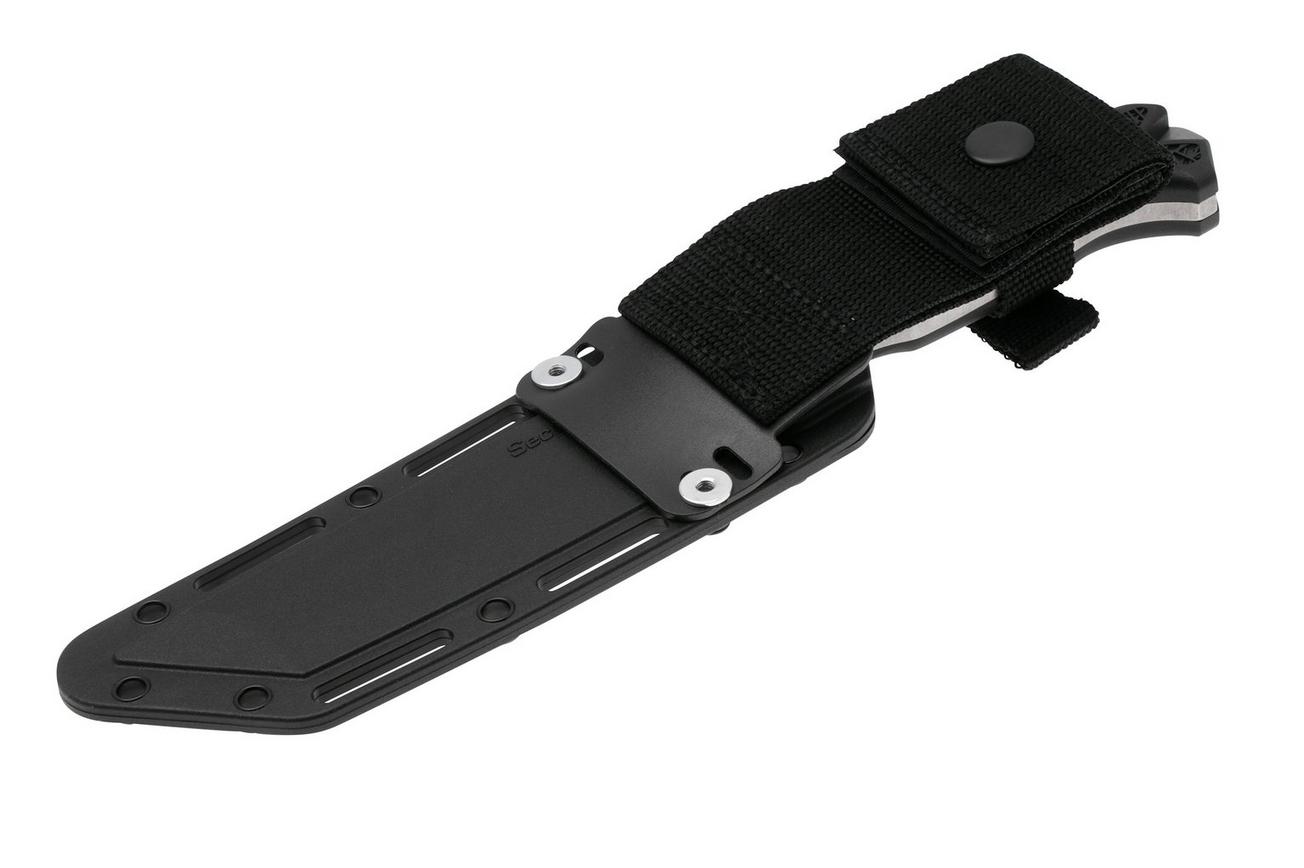 Cold Steel Medium Warcraft Tanto 13SSA, Stonewashed 4034 SS, Black GFN vaststaand mes, Lynn C Thompson design