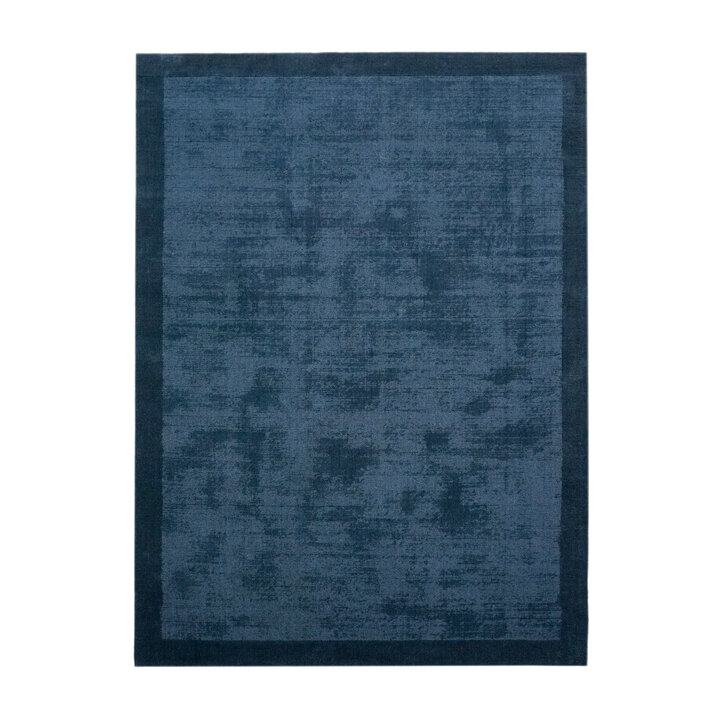 Laagpolig vloerkleed - Lucien Border Blauw | Mid-century modern