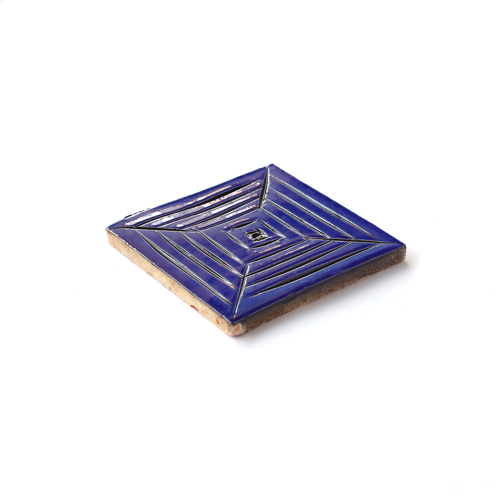 Kachel 'Jeu de moulin bleu', blau, T 10 cm, B 10 cm, H 1 cm von fischer's lagerhaus