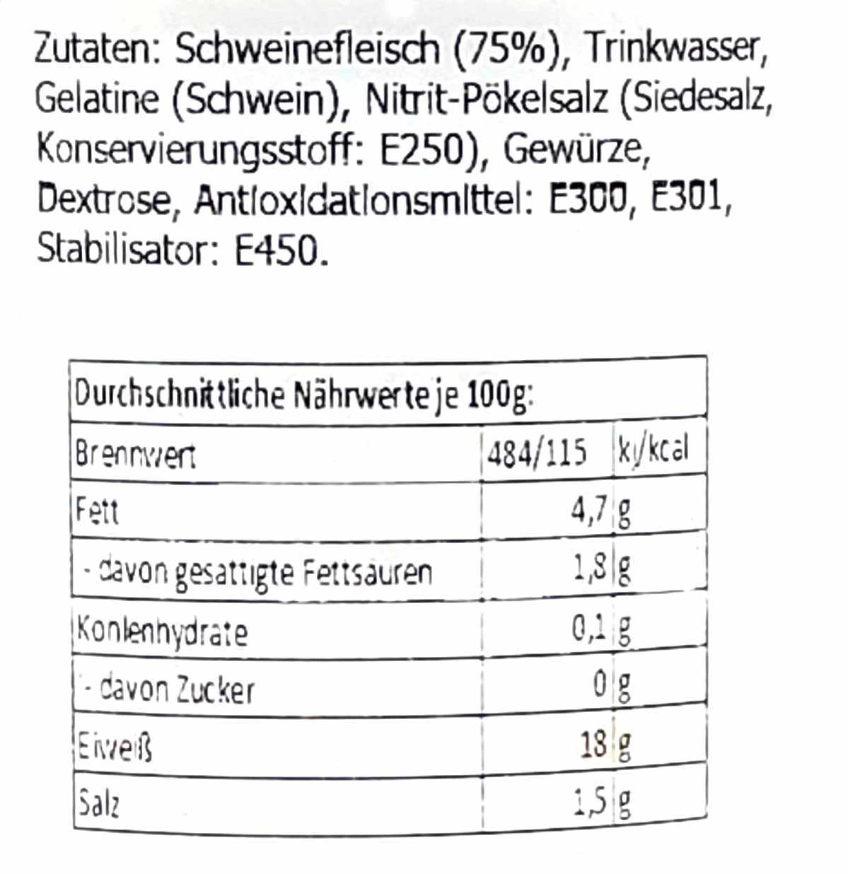 Grasmehr Hausmacher Haxenfleisch mit Geleemantel 200g MHD:14.12.25