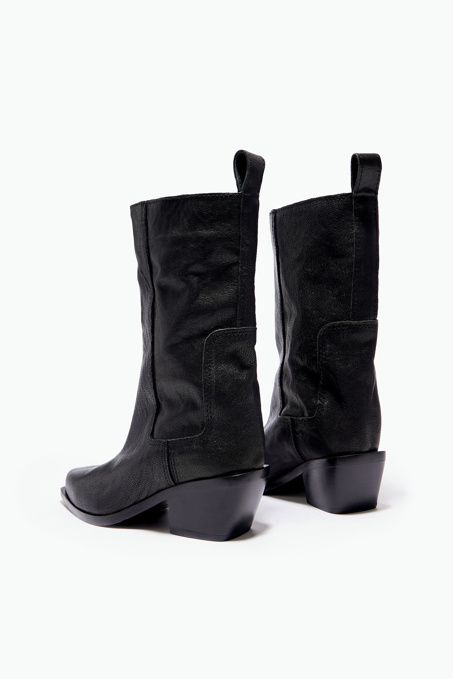 bota de cowboy de couro preto