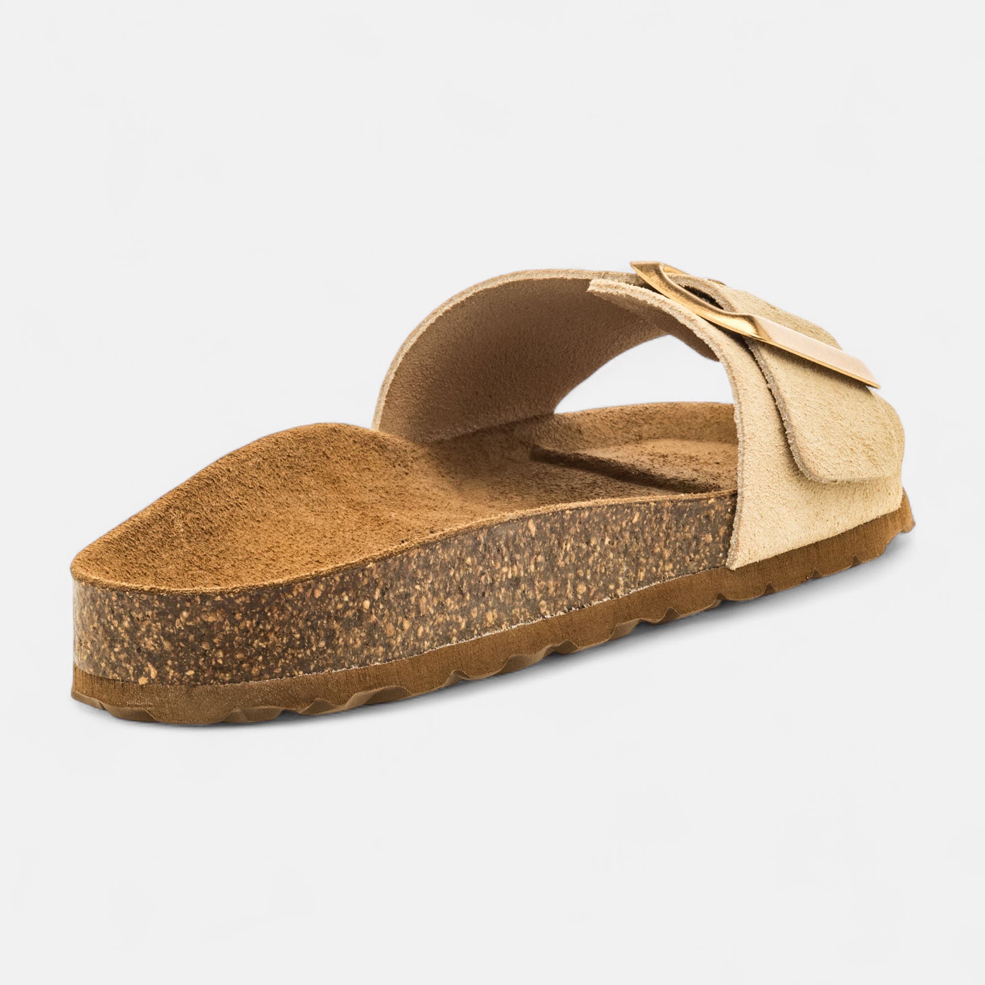 Mules semelle liège Femme en cuir beige