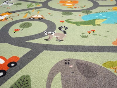 KMCarpets Play Animals Gulvteppe 80x150, Grønn