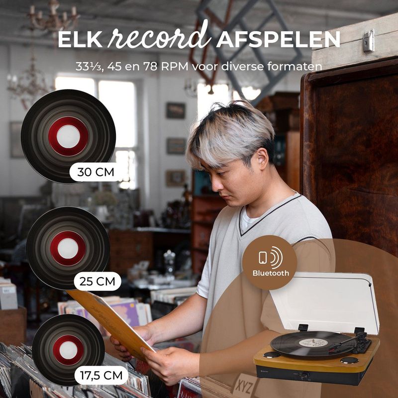 Denver Platenspeler Dual Bluetooth - Ingebouwde Speakers - USB - Retro - Hout - VPL230LW