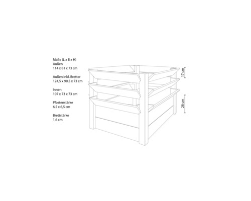 Premium verhoogde tuinbak WESTMANN maat XXL 124 x 91 x 73 cm naturel