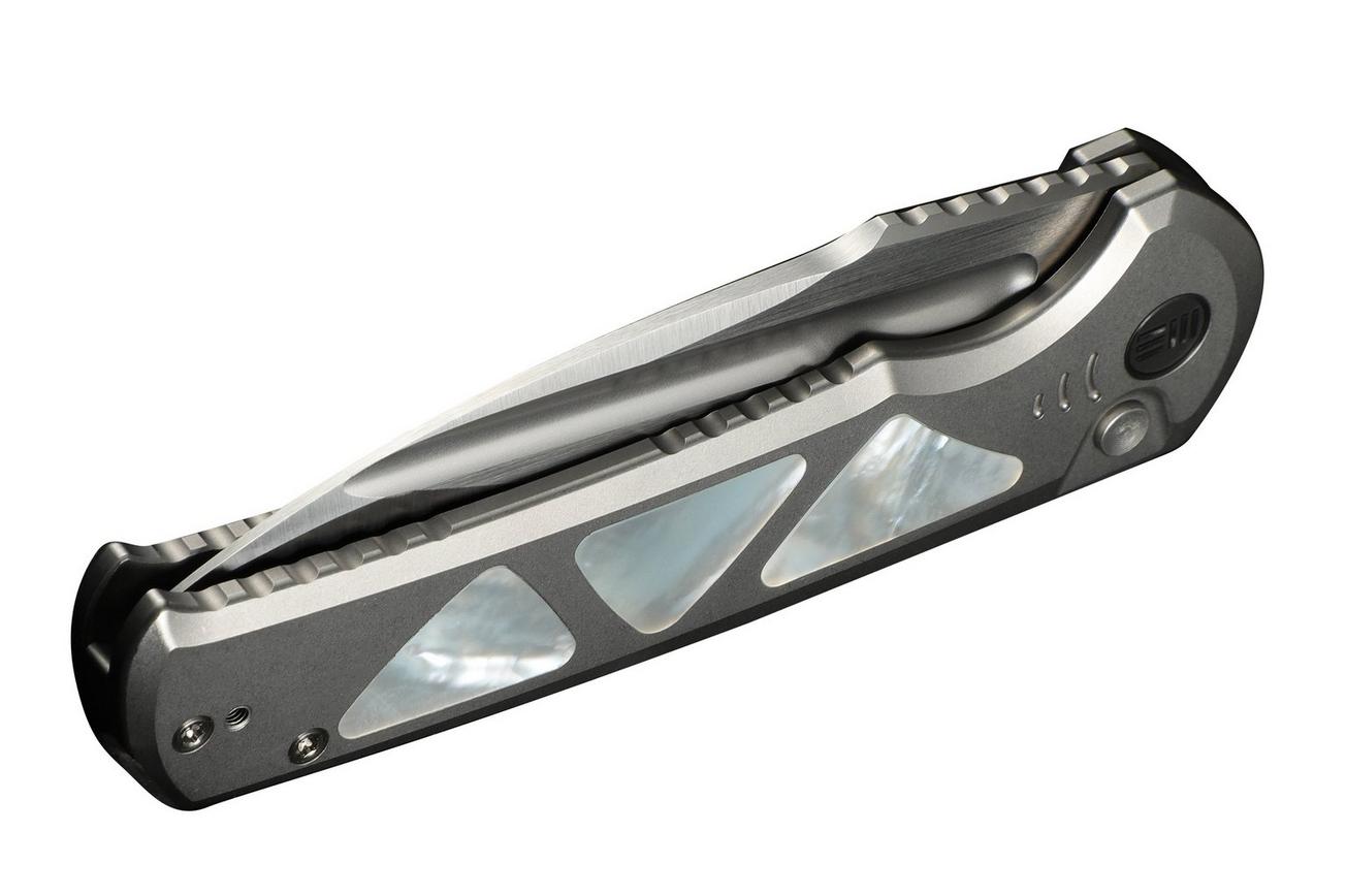 WE Knife Sylox WE24027-4 Satin, Gray Titanium Mother of Pearl Inlay, zakmes