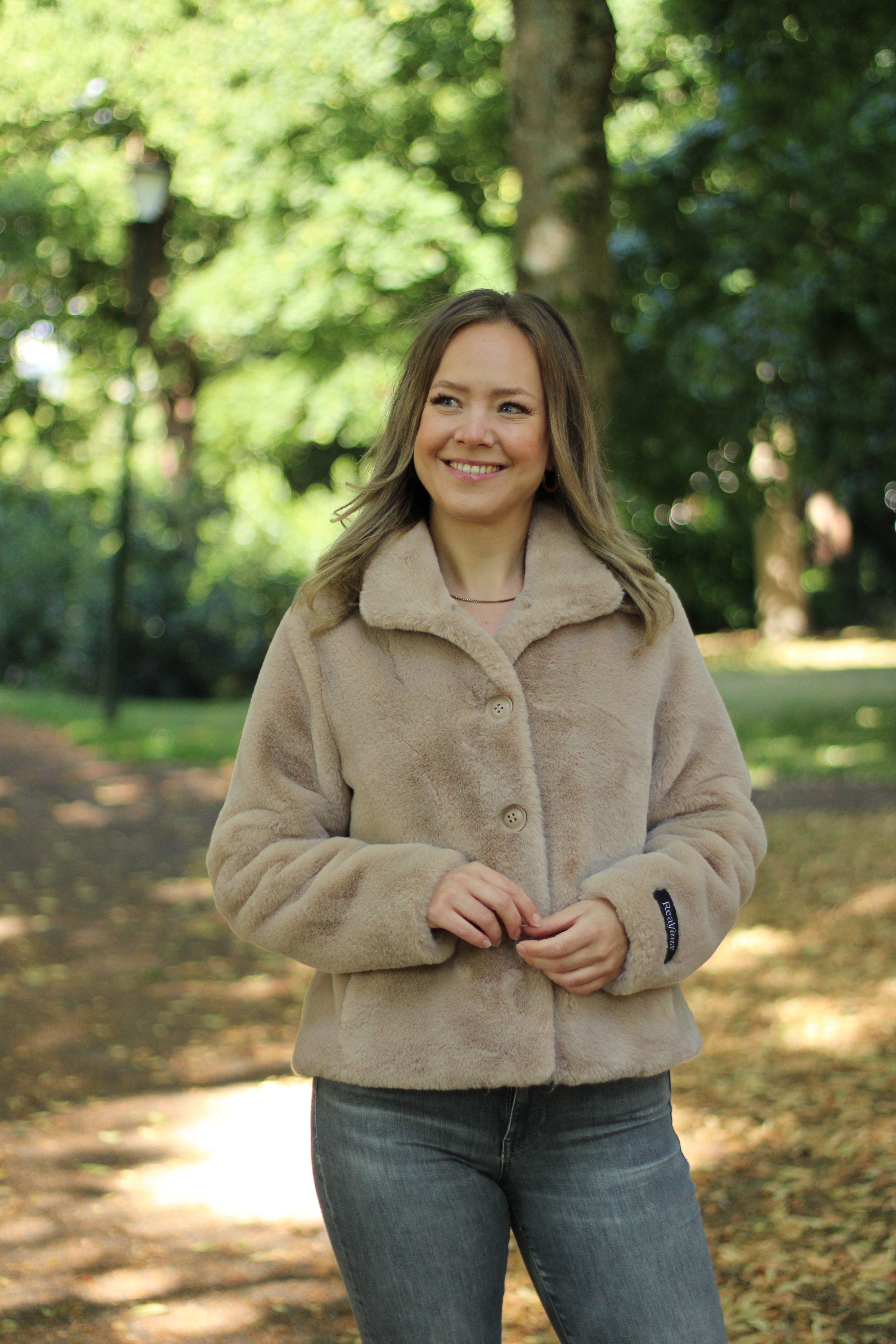 Rino & Pelle - Vie Single Breasted Fake Fur Jacket - Oat