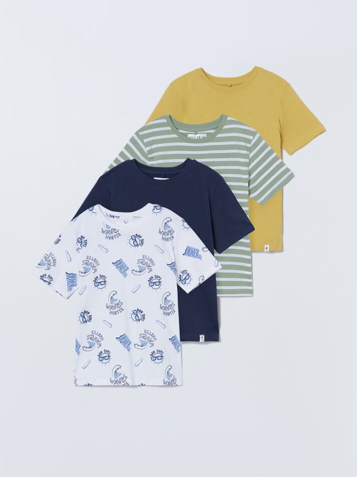 Conjunto de 4 camisetas de manga curta - Azul Marinho
