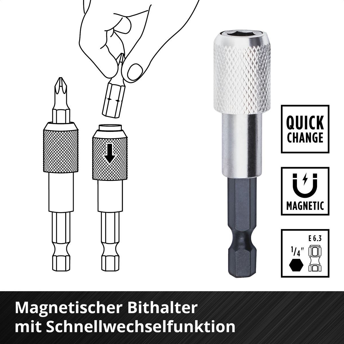Originele Einhell XL-CASE 95-delige bit- en boorset (bits, diverse boren, snelwisselbithouder, dopsleutel, verzinkboor, boorstop, inbussleutel inclusief opbergdoos)