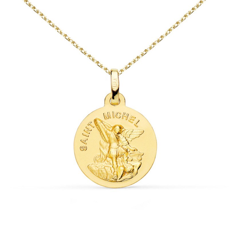 Collier - Médaille Or 18 Carats 750/1000 Saint Michel - Chaîne Dorée - Gravure Offerte