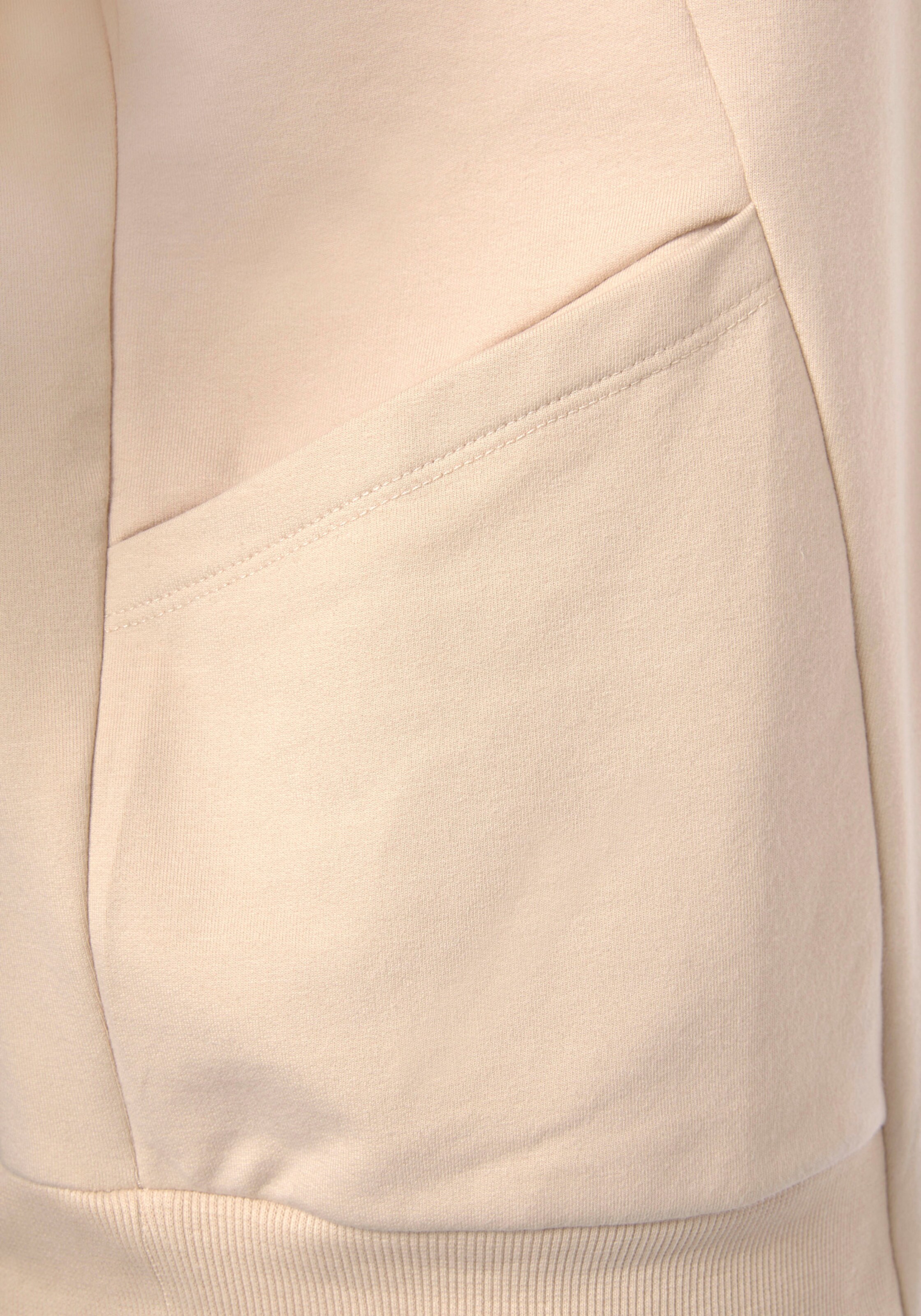Kapuzensweatjacke in beige
