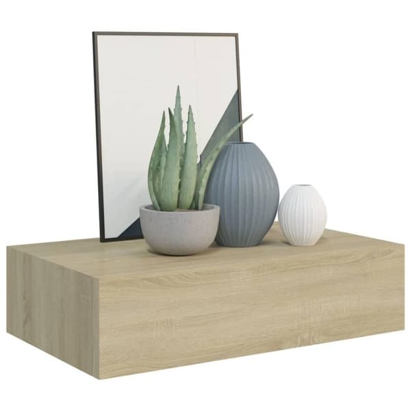 vidaXL Veggmontert skuffehylle eik 40x23,5x10 cm MDF