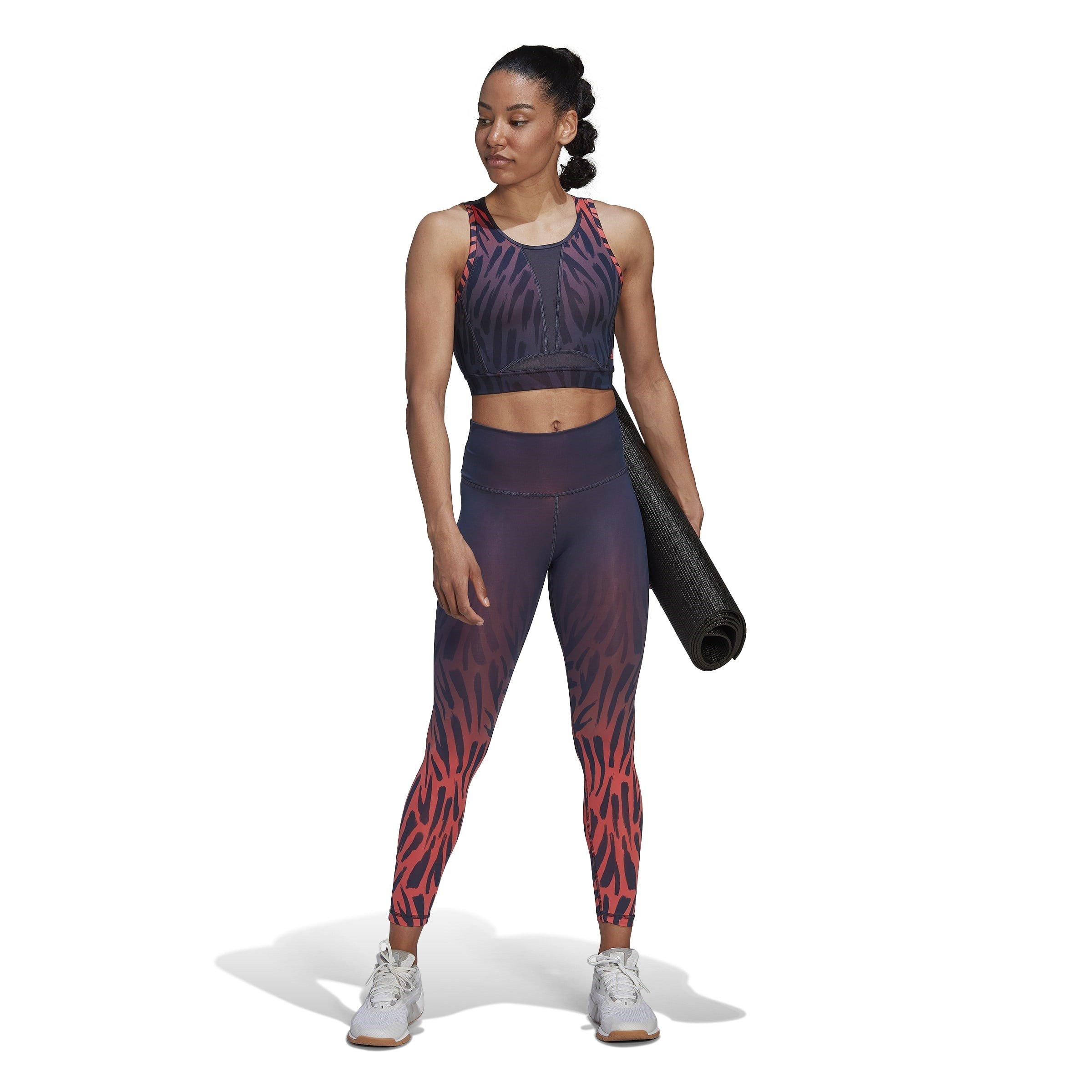 adidas Training Light Support Long Line Tiger Print Bra Womens