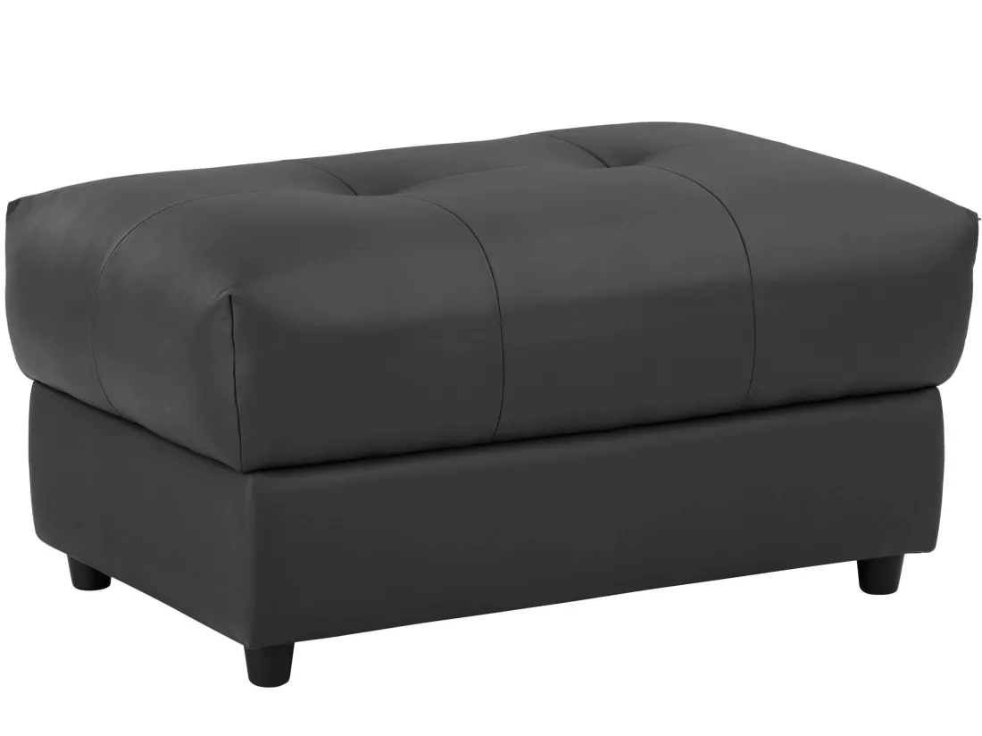 Tanaro | Pouf rembourré en PU noir