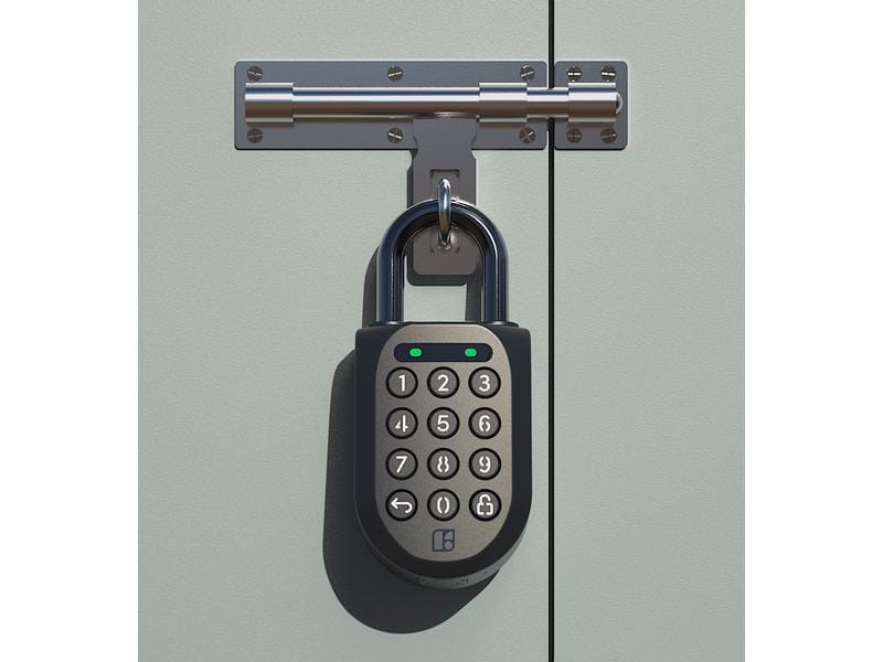 igloohome Sicherheitsschloss Padlock 2, Schwarz, Edelstahl Smartes, Bluetooth Vorhängeschloss mit Zahlenfeld