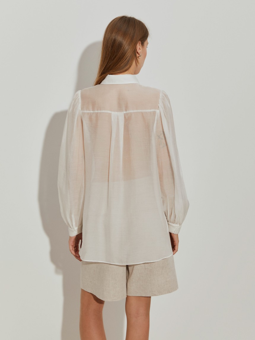 Camisa com pregas mistura de liocel