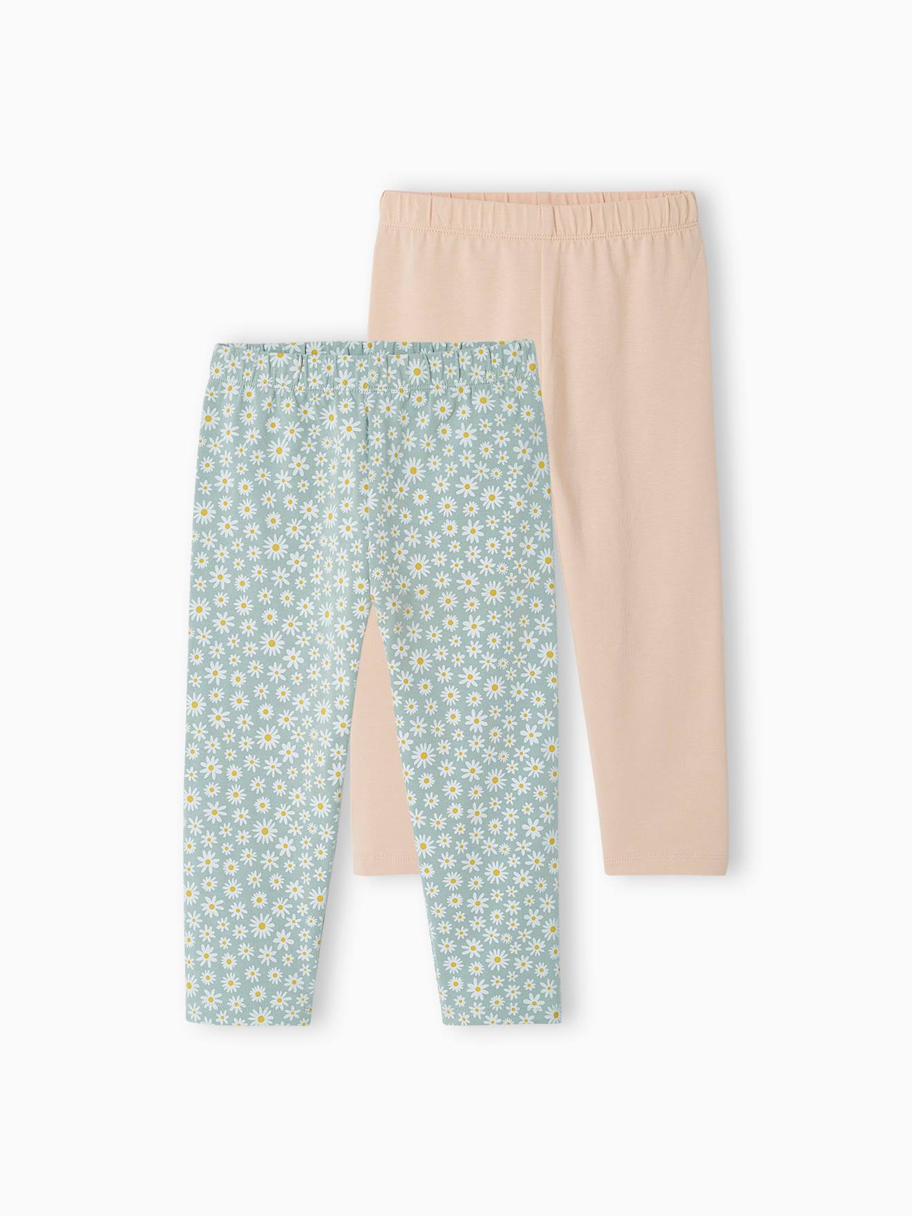 Conjunto de 2 calças legging capri para meninas, azul-acinzentado.