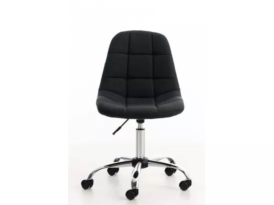 Chaise de bureau - Tissu & Métal chromé - Noir - Emil