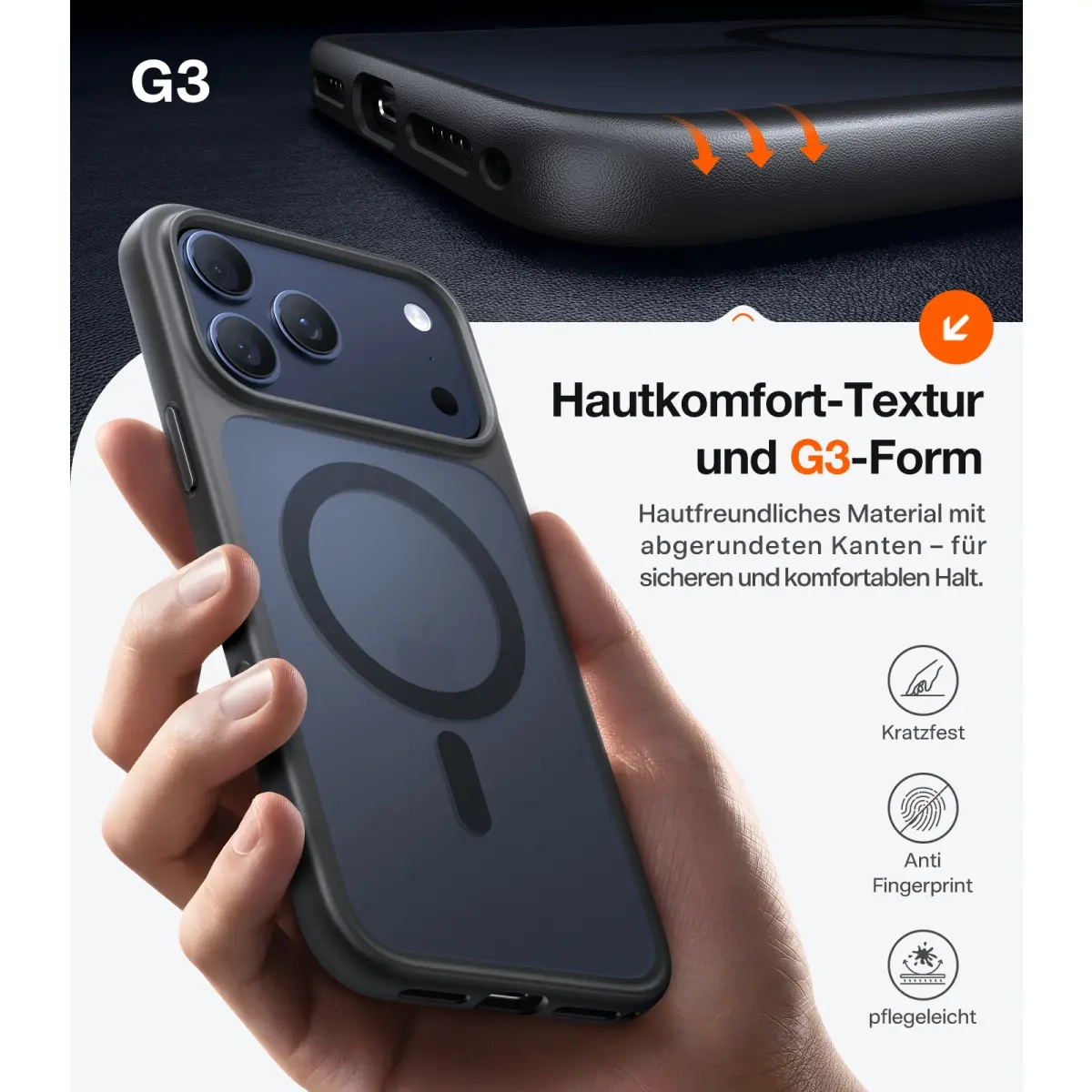 iPhone 17 Pro Guardian Magnetic Series Hybrid Hardcase Hülle mit TPU Bumper - Schwarz